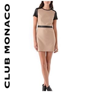 Club Monaco Sybil dress wool leather mod chic